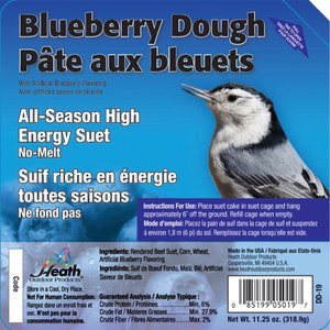 Heath Outdoor Products Blueberry Dough Suet Cake Bird Food, 11.25-oz cake, pack of 12