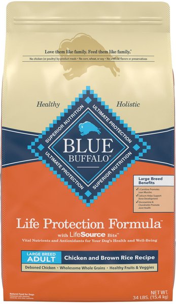 Blue Buffalo Life Protection Formula Large Breed Adult Chicken & Brown Rice Recipe Dry Dog Food, 34-lb bag slide 1 of 10