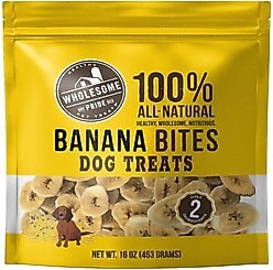 Wholesome Pride Pet Treats Banana Bites 100% All-Natural Limited Ingredient Dog Treats, 16-oz