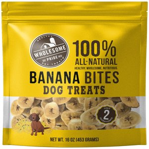 Wholesome Pride Pet Treats Banana Bites 100% All-Natural Limited Ingredient Dog Treats, 16-oz