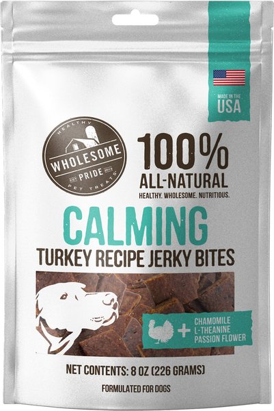 Wholesome Pride Pet Treats Functional Calming Support Turkey Recipe Jerky Bites Calming Dog Treats, 8-oz slide 1 of 9