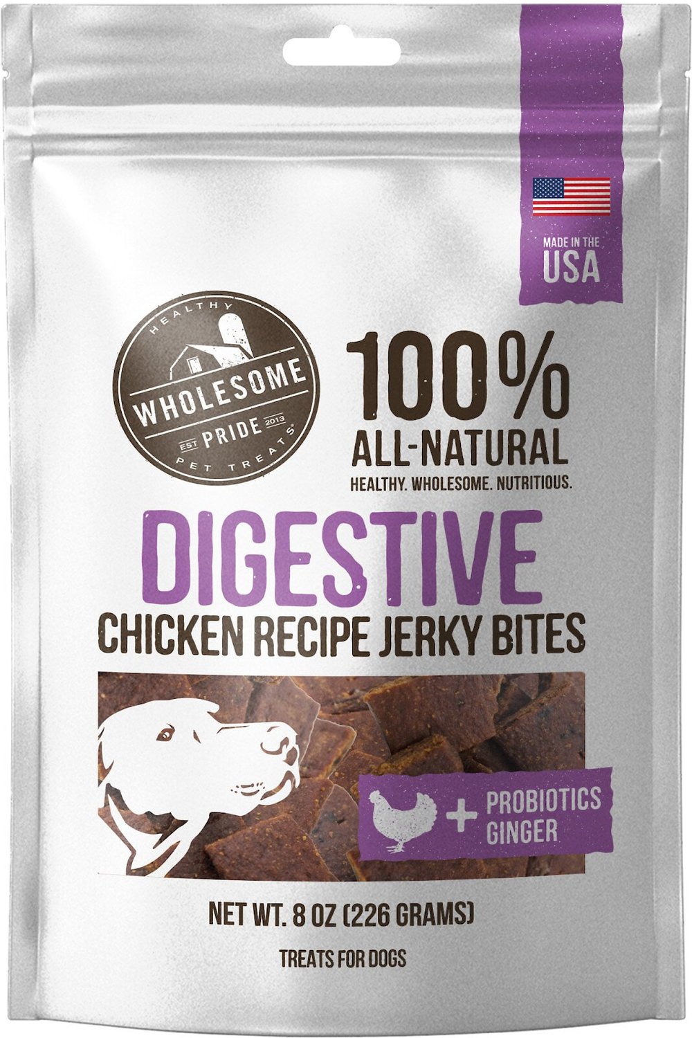 Wholesome Pride Pet Treats Functional Immune Support Chicken Recipe Jerky Bites Dog Treats, 8-oz