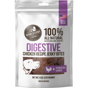 Wholesome Pride Pet Treats Functional Digestive Support Chicken Recipe Jerky Bites Dog Treats, 8-oz