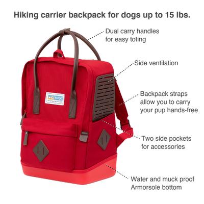 Show full view: Kurgo Nomad Carrier Dog Backpack, One Size, Red slide 2 of 10