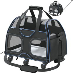 Katziela Luxury Rider Dog Carrier, Black/Blue