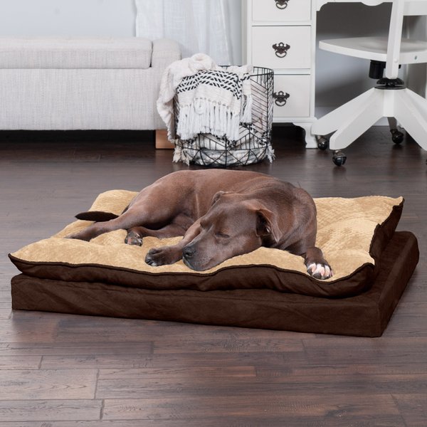 FurHaven Mink Fur & Suede PillowTop Orthopedic Cat & Dog Bed, French Roast, Large slide 1 of 8