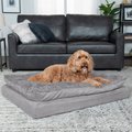 FurHaven Mink Fur & Suede PillowTop Orthopedic Cat & Dog Bed, Titanium Gray, Jumbo