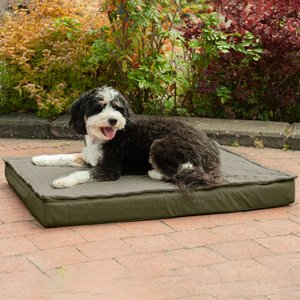 FurHaven Quilt Top Orthopedic Convertible Indoor/Outdoor Cat & Dog Bed, Dark Sage, Large
