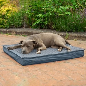 FurHaven Quilt Top Memory Foam Convertible Indoor/Outdoor Cat & Dog Bed, Calm Blue, Large