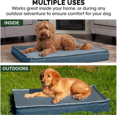 Show full view: FurHaven Quilt Top Memory Foam Convertible Indoor/Outdoor Cat & Dog Bed, Calm Blue, Jumbo Plus slide 4 of 11