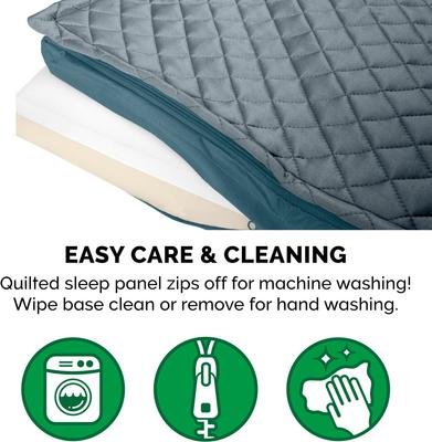 Show full view: FurHaven Quilt Top Memory Foam Convertible Indoor/Outdoor Cat & Dog Bed, Calm Blue, Jumbo Plus slide 7 of 11