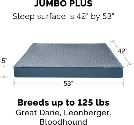 Show full view: FurHaven Quilt Top Memory Foam Convertible Indoor/Outdoor Cat & Dog Bed, Calm Blue, Jumbo Plus slide 9 of 11