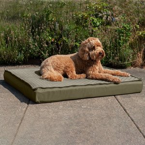 FurHaven Quilt Top Cooling Gel Convertible Indoor/Outdoor Cat & Dog Bed, Dark Sage, Jumbo