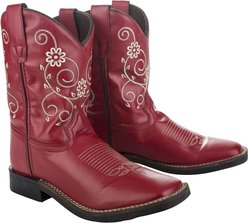 TuffRider Children's Fire Red Floral Western Boot, 4