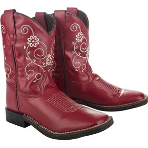 TuffRider Toddler Fire Red Floral Western Boot, 5