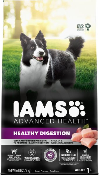 Iams Advanced Health Healthy Digestion with Probiotics Formula with Chicken & Whole Grain Adult Dry Dog Food, 6-lb bag slide 1 of 9