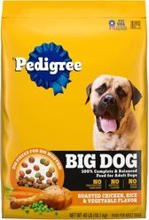 Pedigree Big Dogs Adult Complete Nutrition Large Breed Roasted Chicken Flavor Dry Dog Food, 40-lb bag