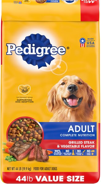 Pedigree Complete Nutrition Grilled Steak & Vegetable Flavor Dog Kibble Adult Dry Dog Food, 44-lb bag slide 1 of 10