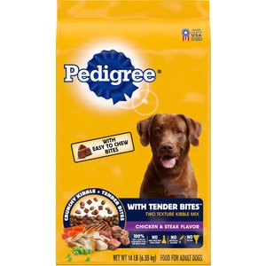 Pedigree Tender Bites Adult Complete Nutrition Beef & Chicken Flavor Dry Dog Food, 14-lb bag