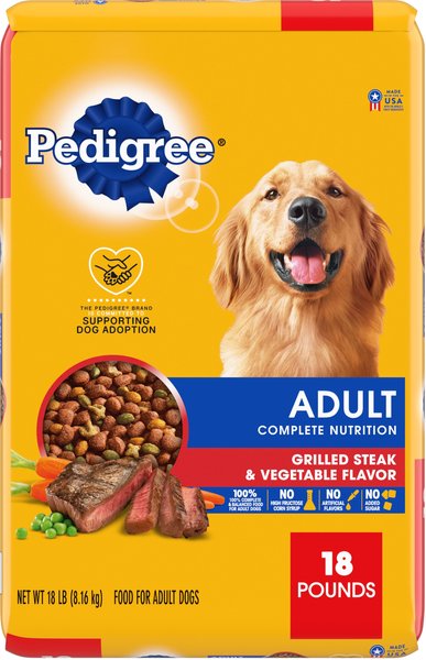 Pedigree Complete Nutrition Grilled Steak & Vegetable Flavor Dog Kibble Adult Dry Dog Food, 18-lb bag slide 1 of 10