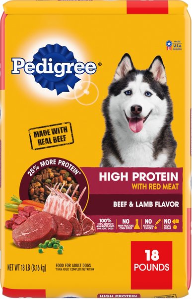 Pedigree High Protein Beef & Lamb Flavor Dog Kibble Adult Dry Dog Food,18-lb bag slide 1 of 10