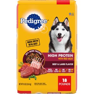 Pedigree High Protein Beef & Lamb Flavor Dog Kibble Adult Dry Dog Food, 18-lb bag