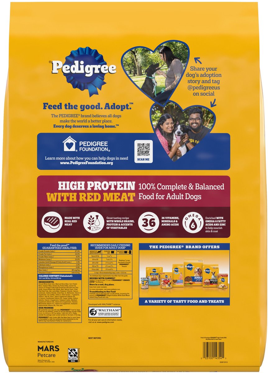 PEDIGREE High Protein Beef & Lamb Flavor Dog Kibble Adult Dry Dog Food