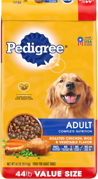 Pedigree Complete Nutrition Roasted Chicken, Rice & Vegetable Flavor Dog Kibble Adult Dry Dog Food, 44-lb bag slide 1 of 10