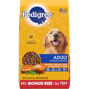 Pedigree Adult Complete Nutrition Roasted Chicken, Rice & Vegetable Flavor Dry Dog Food, 44-lb bag