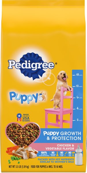 Pedigree Puppy Growth & Protection Chicken & Vegetable Flavor Dry Dog Food, 3.5-lb bag slide 1 of 9