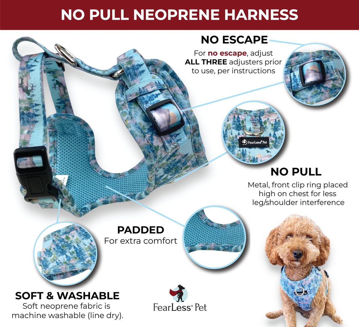 No escape outlet dog harness