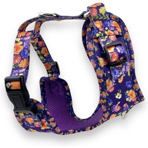 FearLess Pet Adjustable No Pull No Escape Neoprene Dog Harness, Poppies, Medium