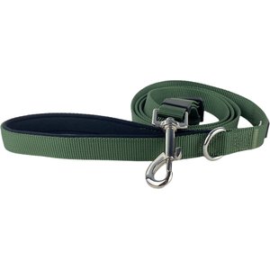 FearLess Pet Padded Handle Adjustable Dog Leash, Forest Green, Small/Medium