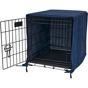 Pet Dreams Open Front Dog Crate Cover, Denim Blue, Large