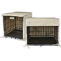 Pet Dreams Double Door Dog Crate Cover, Khaki Tan, Small