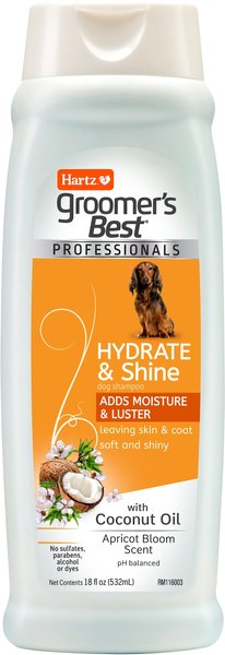 Hartz Groomer's Best Professionals Hydrate & Shine with Coconut Oil & Apricot Bloom Scent Dog Shampoo, 18-oz bottle slide 1 of 9