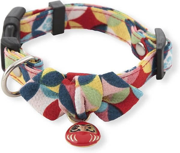 Necoichi Daruma Charm Cotton Bow Tie Dog Collar, Small, Red slide 1 of 9