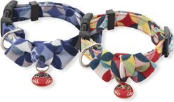 Necoichi Daruma Charm Cotton Bow Tie Dog Collar, Medium, Red