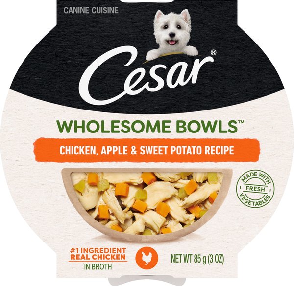 Cesar Wholesome Bowls Chicken, Apple & Sweet Potato Recipe Adult Soft Wet Dog Food, 3-oz Bowl, Case of 10 slide 1 of 8