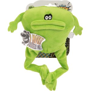 goDog Action Plush Frog Animated Squeaker Dog Toy, Green Medium