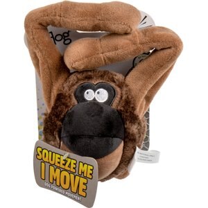 goDog Action Plush Ape Animated Squeaker Dog Toy, Brown, Medium
