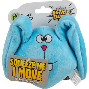 GoDog Action Plush Blue Bunny Animated Squeaker Dog Toy, Blue, Medium
