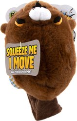 GoDog Action Plush Beaver Animated Squeaker Dog Toy, Brown, Medium
