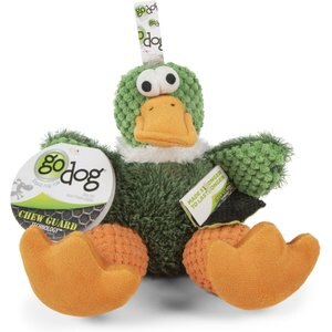 goDog Checkers Sitting Duck Squeaker Dog Toy, Green, Small