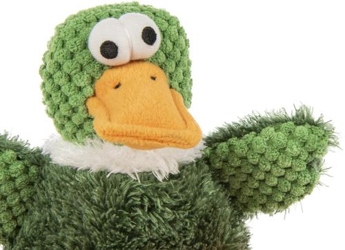 Show full view: GoDog Checkers Sitting Duck Squeaker Dog Toy, Green, Small slide 4 of 8