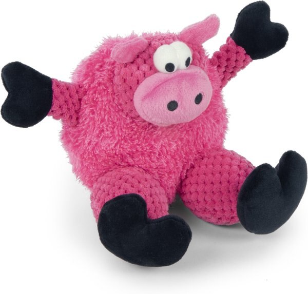 GoDog Checkers Sitting Pig Squeaker Dog Toy, Pink