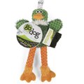 GoDog Checkers Skinny Duck Squeaker Dog Toy, Green, X-Small