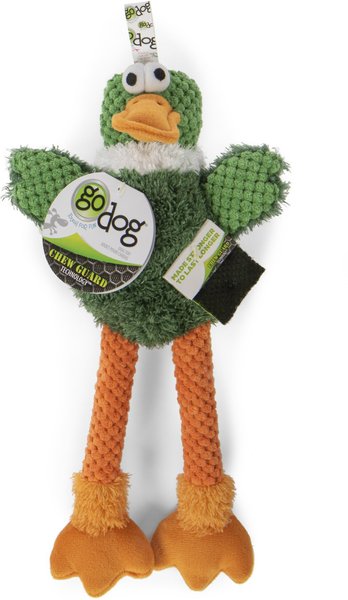 goDog Checkers Skinny Duck Squeaker Dog Toy, Green, Small slide 1 of 4