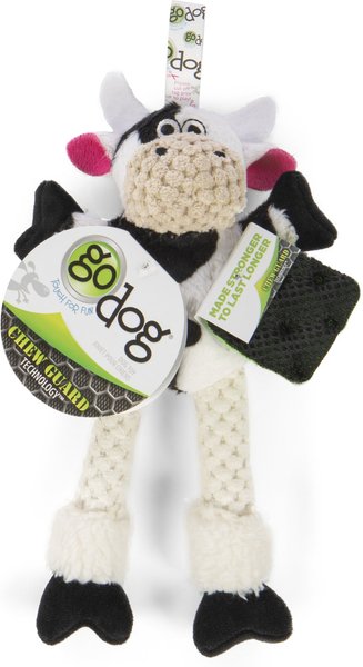 goDog Checkers Skinny Cow Squeaker Dog Toy, White, X-Small slide 1 of 4