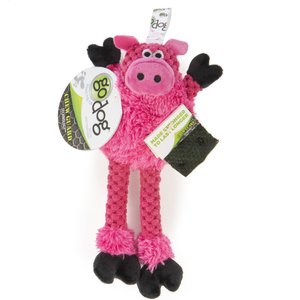 GoDog Checkers Skinny Pig Squeaker Dog Toy, Pink, X-Small